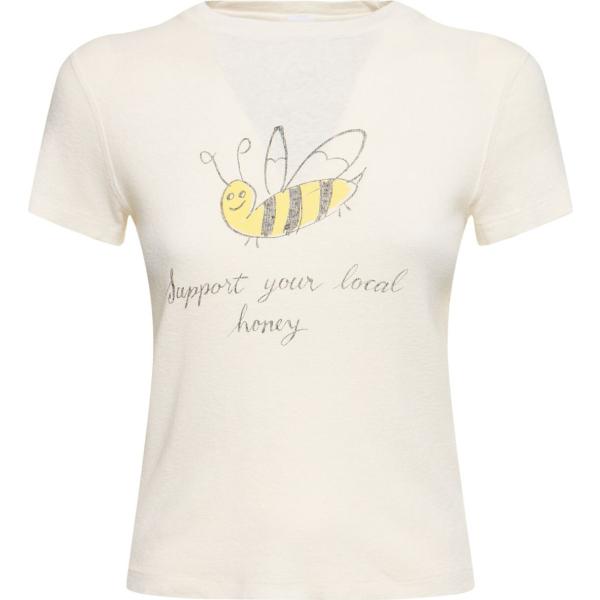 t-shirt Re/Done bianco con stampe