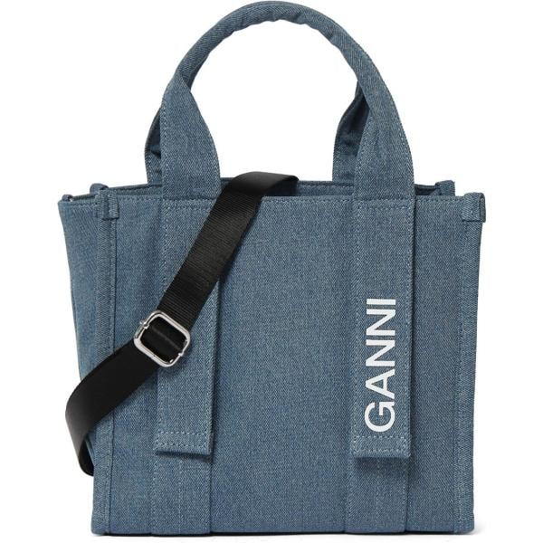 shopping bag Ganni blu con stampe