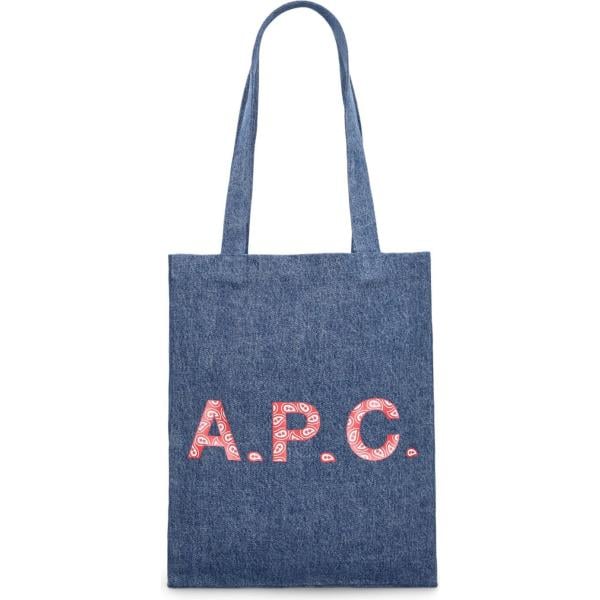 shopping bag A.p.c. blu con stampe