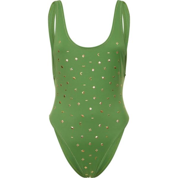 costumi interi Reina Olga verde con stampe