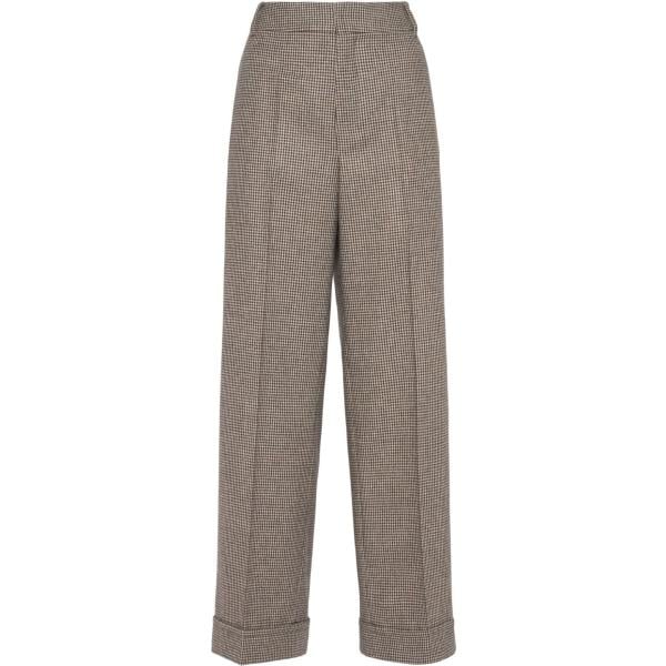 pantaloni S Max Mara marrone pied de poule