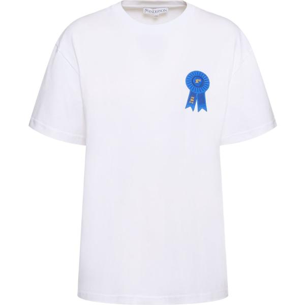 t-shirt Jw Anderson bianco con stampe