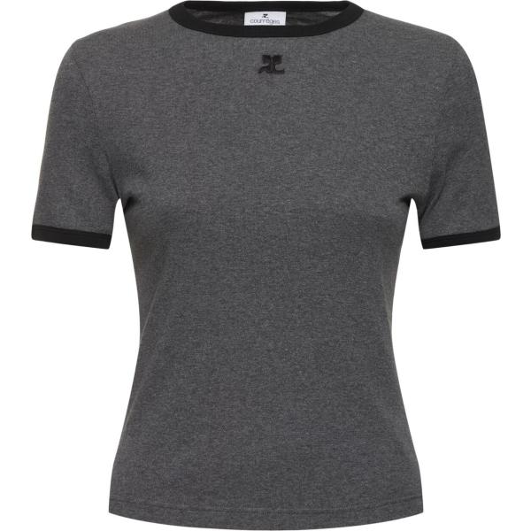 t-shirt Courreges grigio con stampe