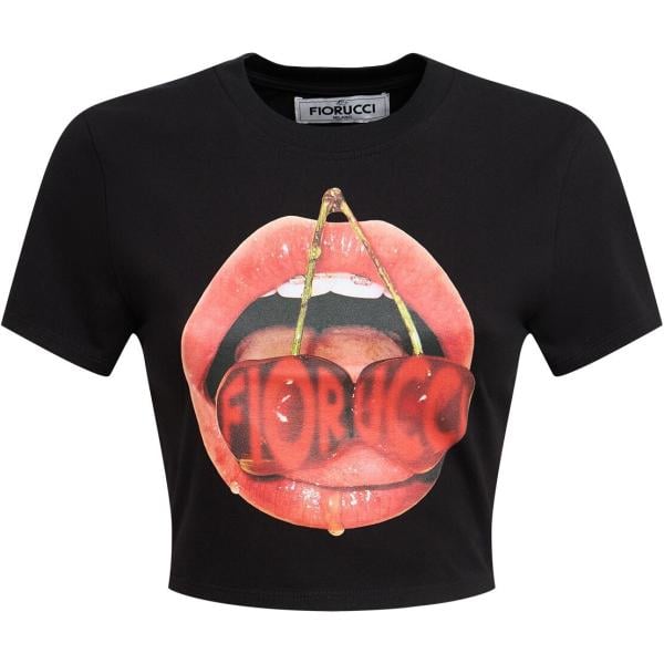 t-shirt Fiorucci nero con stampe