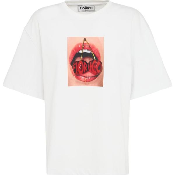 t-shirt Fiorucci bianco con stampe