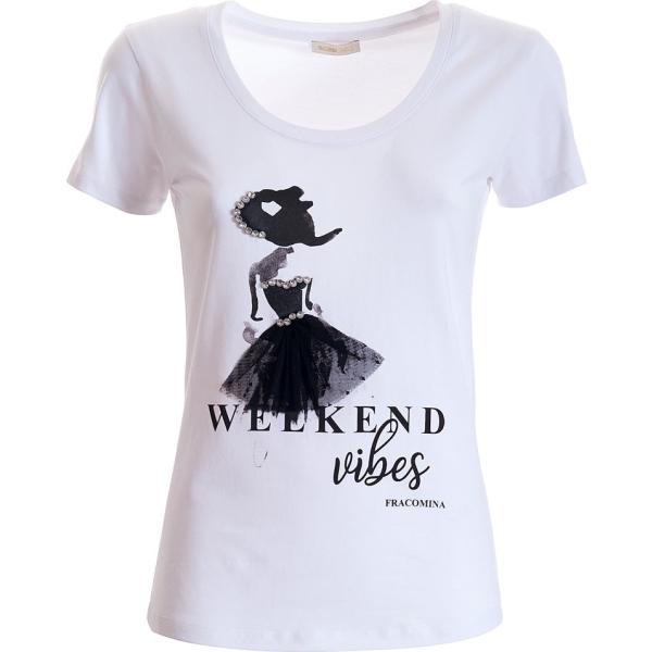 t-shirt Fracomina bianco con stampe