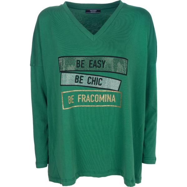 t-shirt Fracomina verde con stampe