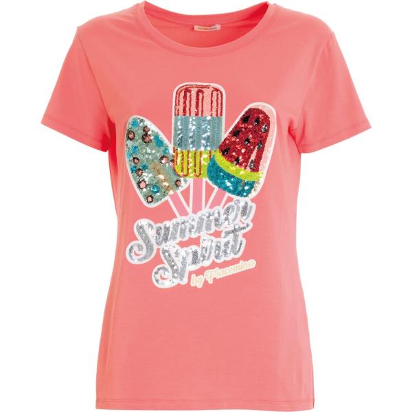 t-shirt Fracomina rosa con stampe