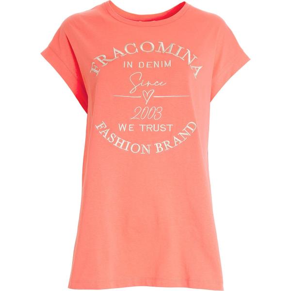 t-shirt Fracomina arancione con stampe