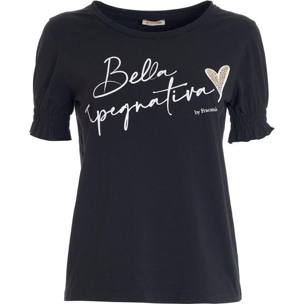 t-shirt Fracomina nero con stampe