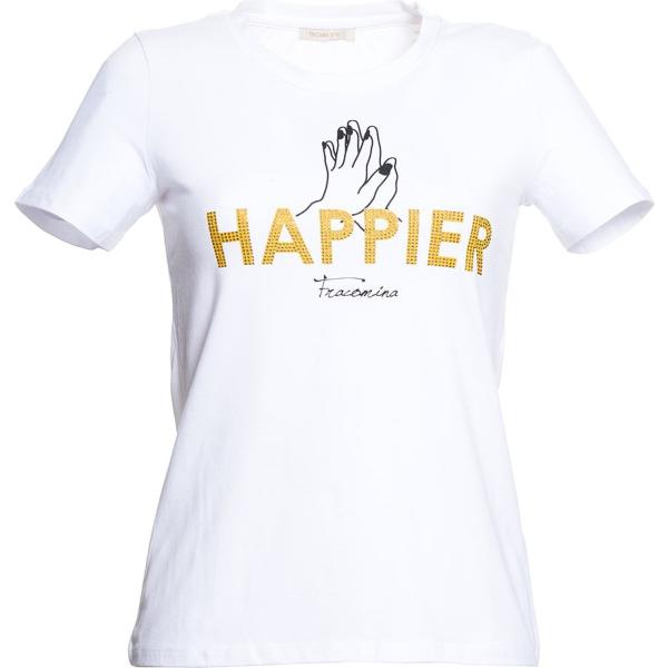 t-shirt Fracomina bianco con stampe