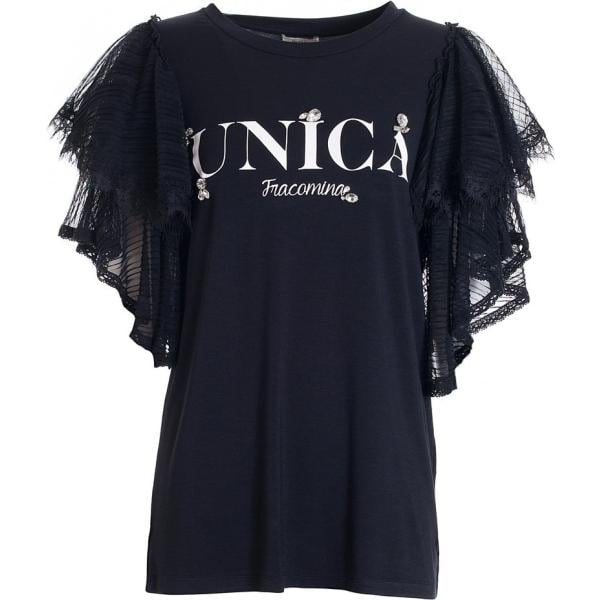 t-shirt Fracomina nero con stampe