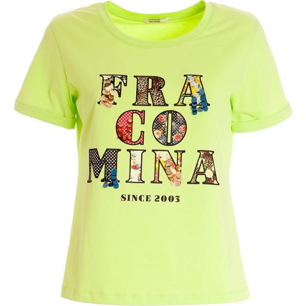 t-shirt Fracomina verde con stampe