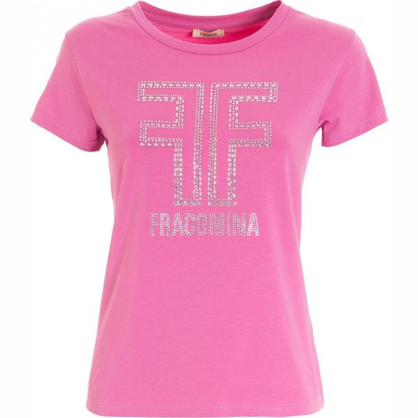t-shirt Fracomina rosa con stampe