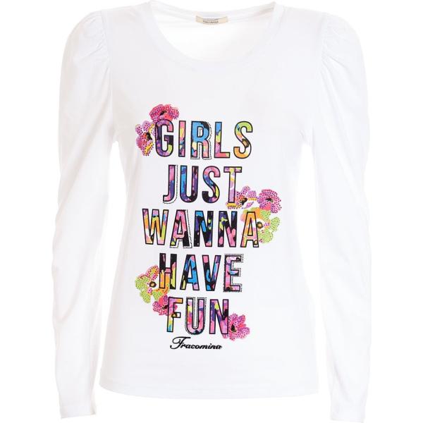 t-shirt Fracomina bianco con stampe