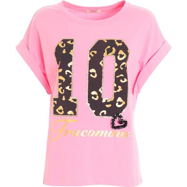 t-shirt Fracomina rosa con stampe