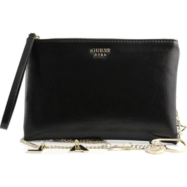 Borsa a tracolla mini effetto vernice nero Guess nero