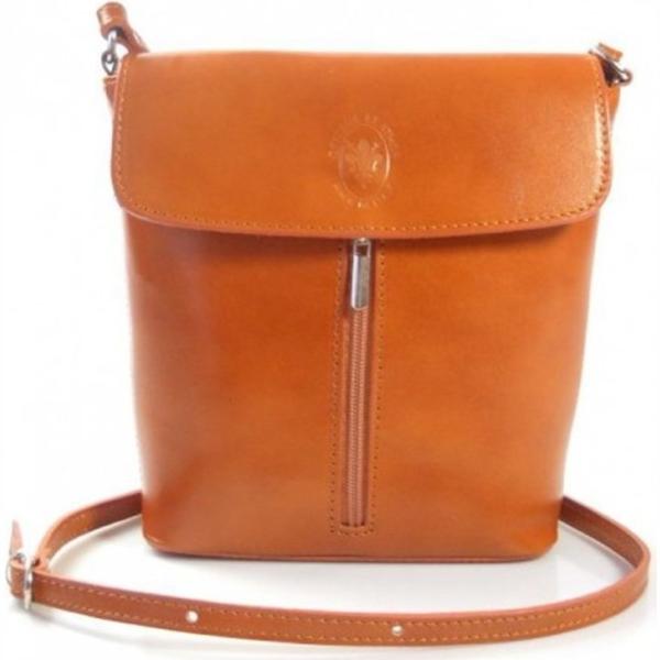 Borsa a tracolla arancione Vera Pelle marrone