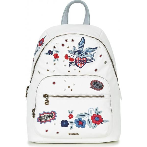 Zaino in denim bianco Desigual bianco a fiori