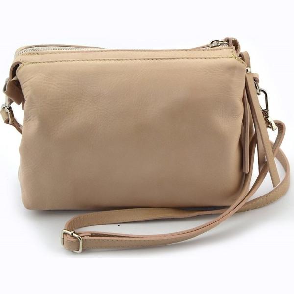 Borsa a tracolla beige Vera Pelle