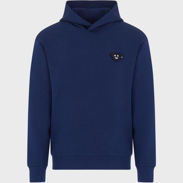 felpe con cappuccio Emporio Armani blu tinta unita