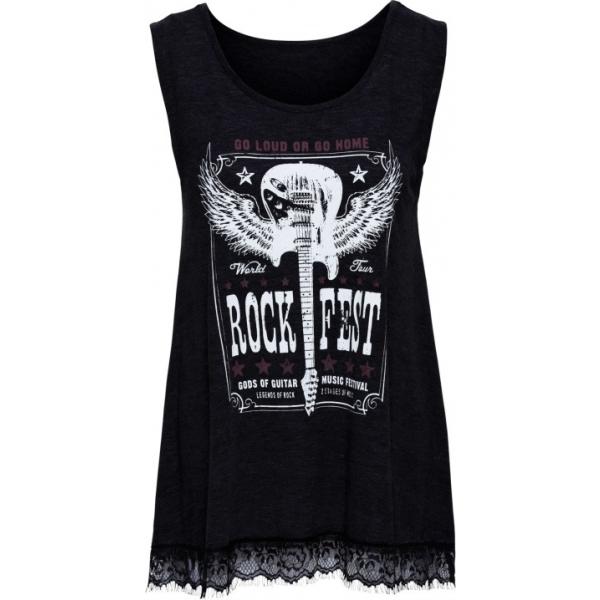 Maglia con pizzo e stampa nero Rainbow nero con stampe