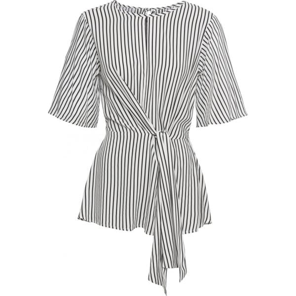 Blusa con nodi a righe con scollo e laccetti con spacco bianco Bodyflirt bianco a righe