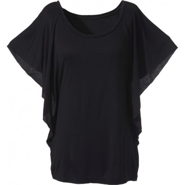 Maglia con scollo a maniche corte con pieghe Bodyflirt nero tinta unita