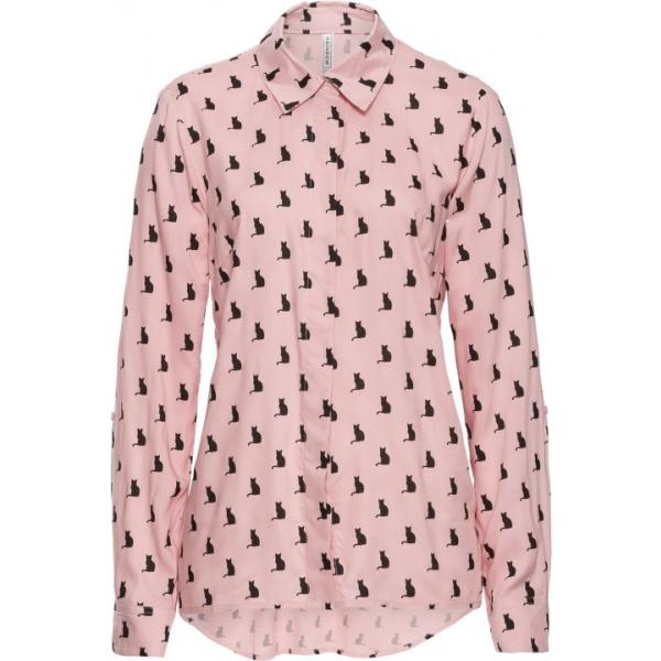 Camicia con stampa a maniche lunghe in denim rosa Rainbow rosa a quadri