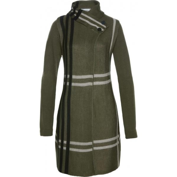 Cappotto collo alto in in maglia con bottoni verde e corda Bpc selection verde
