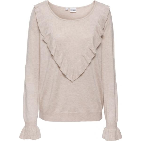 Pullover con volant beige e corda Bodyflirt