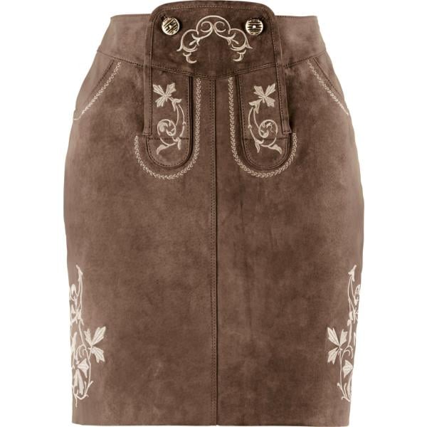 Gonna con ricamo stretto con zip marrone Bpc bonprix collection marrone