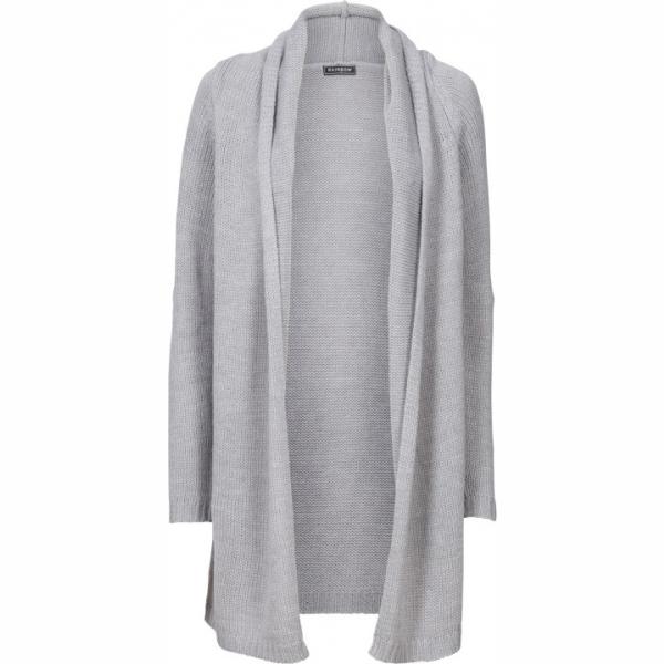 Cardigan al ginocchio contrasto lavorato a maglia con pieghe Rainbow grigio