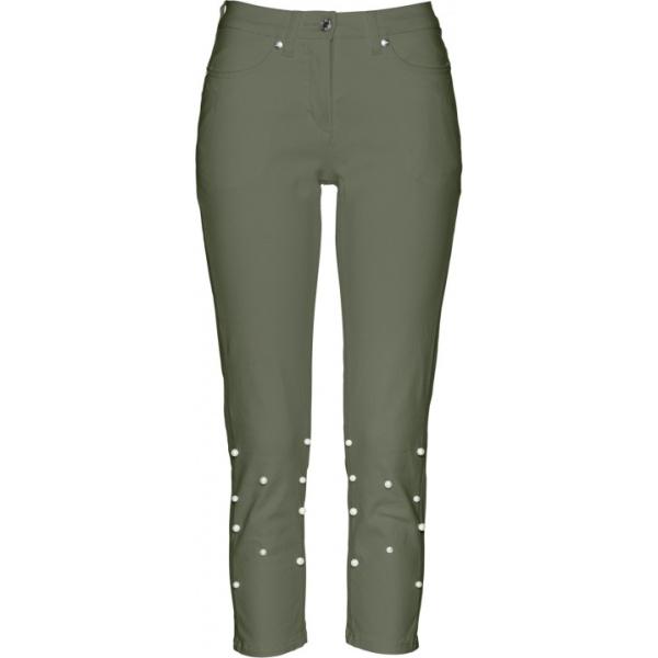 Pantalone con perle in denim elasticizzato verde Bpc selection verde