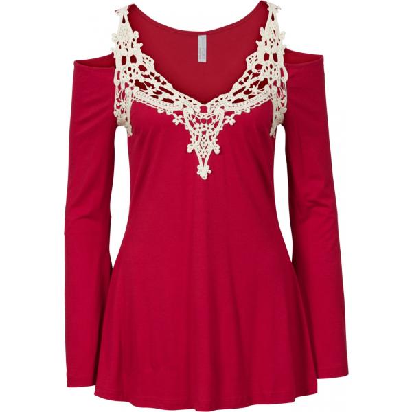 Maglia con pizzo e spalle scoperte rosso BODYFLIRT boutique rosso