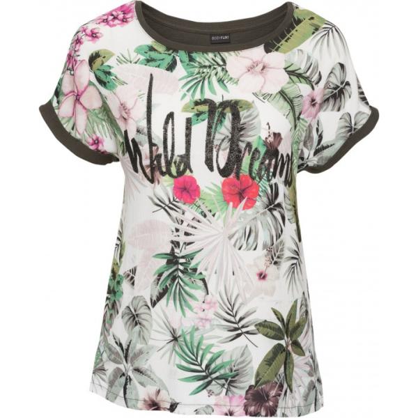 T-shirt fantasia floreale filato verde Bodyflirt verde a fiori