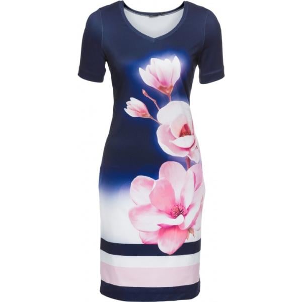 Vestito con stampa e scollo stretto elasticizzato blu Bodyflirt blu con stampe