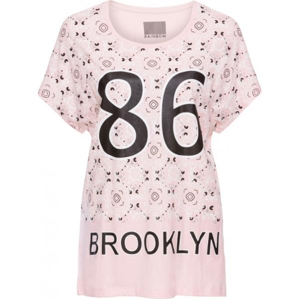 Maglia con stampa rosa Rainbow rosa con stampe