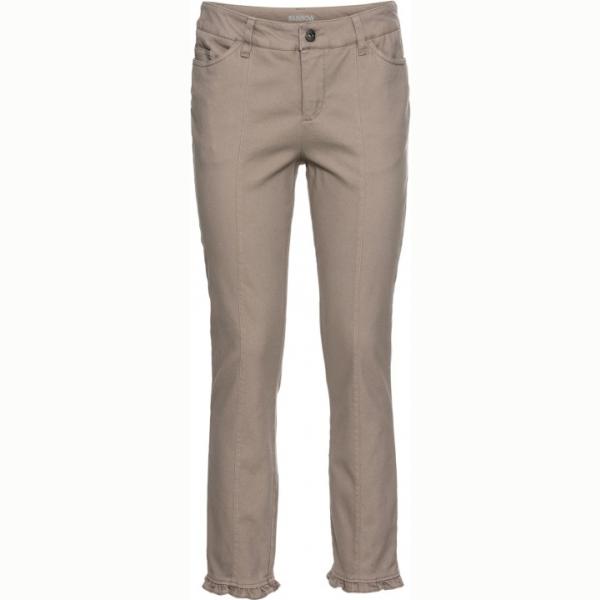 Pantalone con volant in denim elasticizzato marrone Rainbow marrone