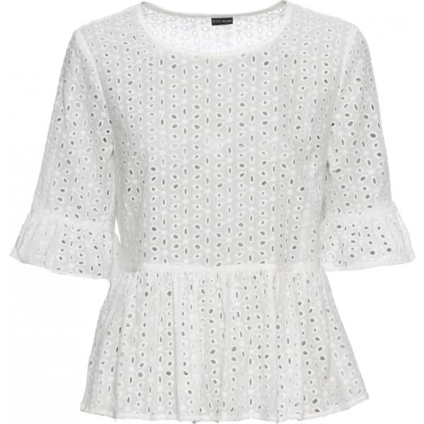 Blusa con pizzo traforato bianco Bodyflirt bianco