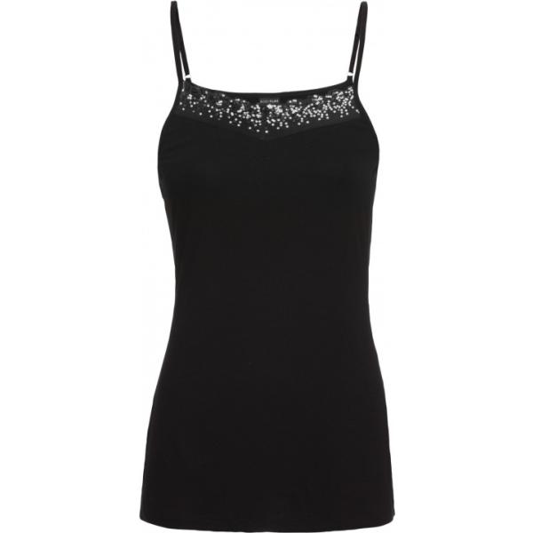 Top con paillettes e spalline jersey nero Bodyflirt nero