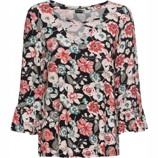 Maglia con volant e scollo nero Bodyflirt nero