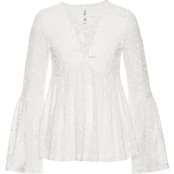 Blusa con pizzo scollo profondo bianco Rainbow bianco
