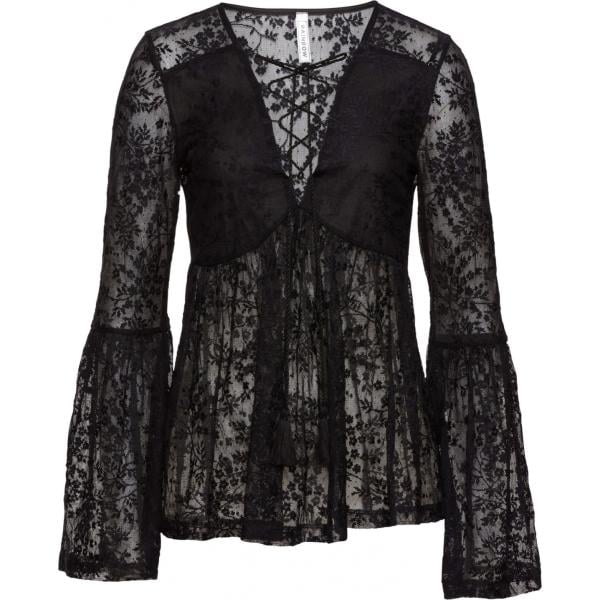 Blusa con pizzo scollo profondo nero Rainbow nero
