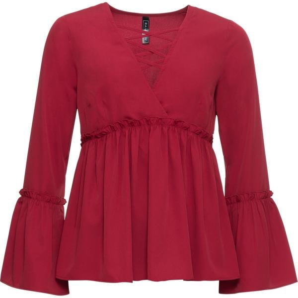Blusa con scollo in maglina Rainbow rosso