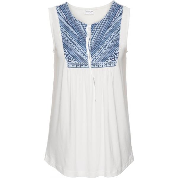 Top fantasia con scollo e laccetti Bodyflirt bianco