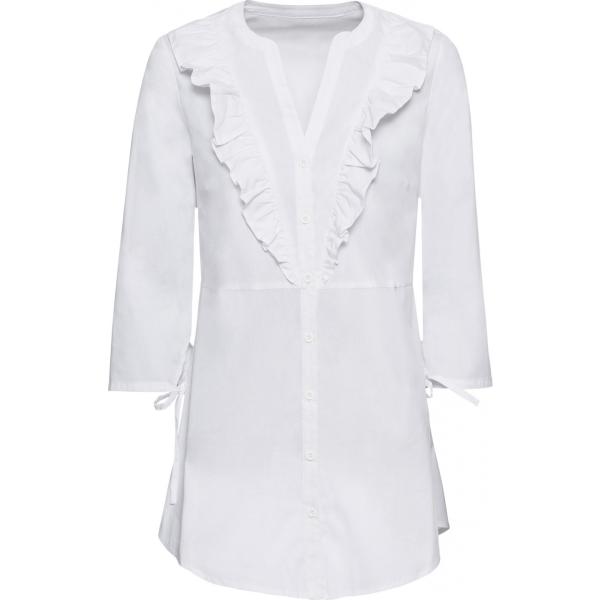 Camicia lunga con laccetti e volant bianco Bodyflirt bianco