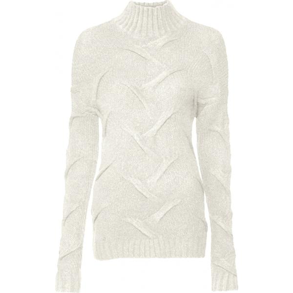 Pullover a trecce in denim filato bianco e corda Rainbow bianco
