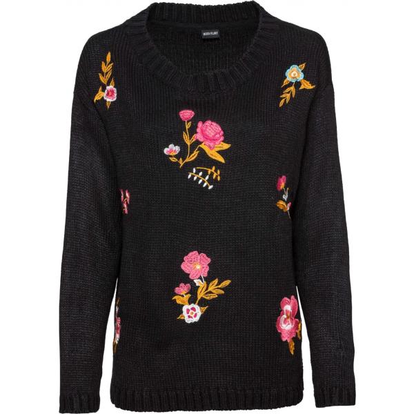 Pullover fantasia floreale con ricamo nero e corda Bodyflirt nero a fiori