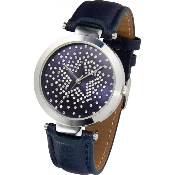Orologio sport con strass e cinturino in pelle sintetica blu Bpc bonprix collection blu